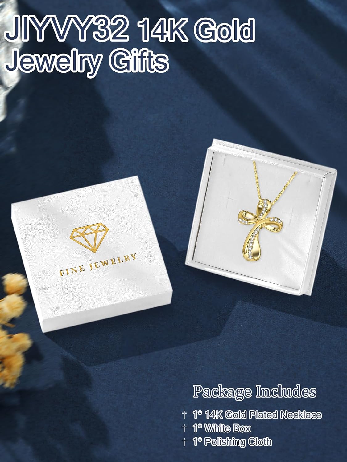 14K Gold Cross Pendant Necklace For Women Christian Religious Jewelry Gifts For Birthday Mother's Day Christmas Valentine's Day Confirmation Nurse Day