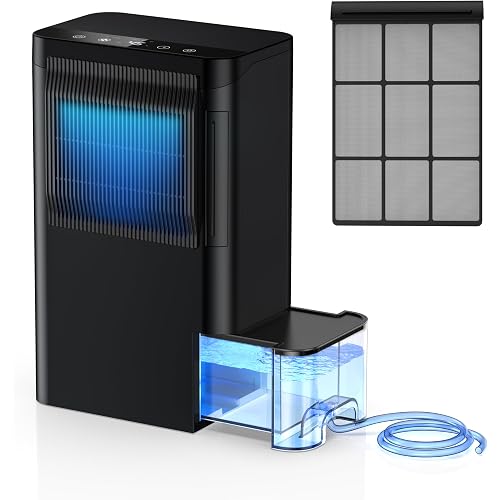 Dehumidifiers for Home 1500 Sq.Ft, 2.5L Tank, 35dB Quiet, New Rotary Technology Dehumidifier with Drain Hose, Works Down to 1°C/34°F, Auto Shutoff, Ideal for Basement Bedroom Bathroom RV Closet