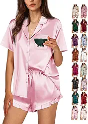 Conjunto de pijama feminino de cetim sedoso PP-4GG com babados, roupa de casa, roupa de dormir