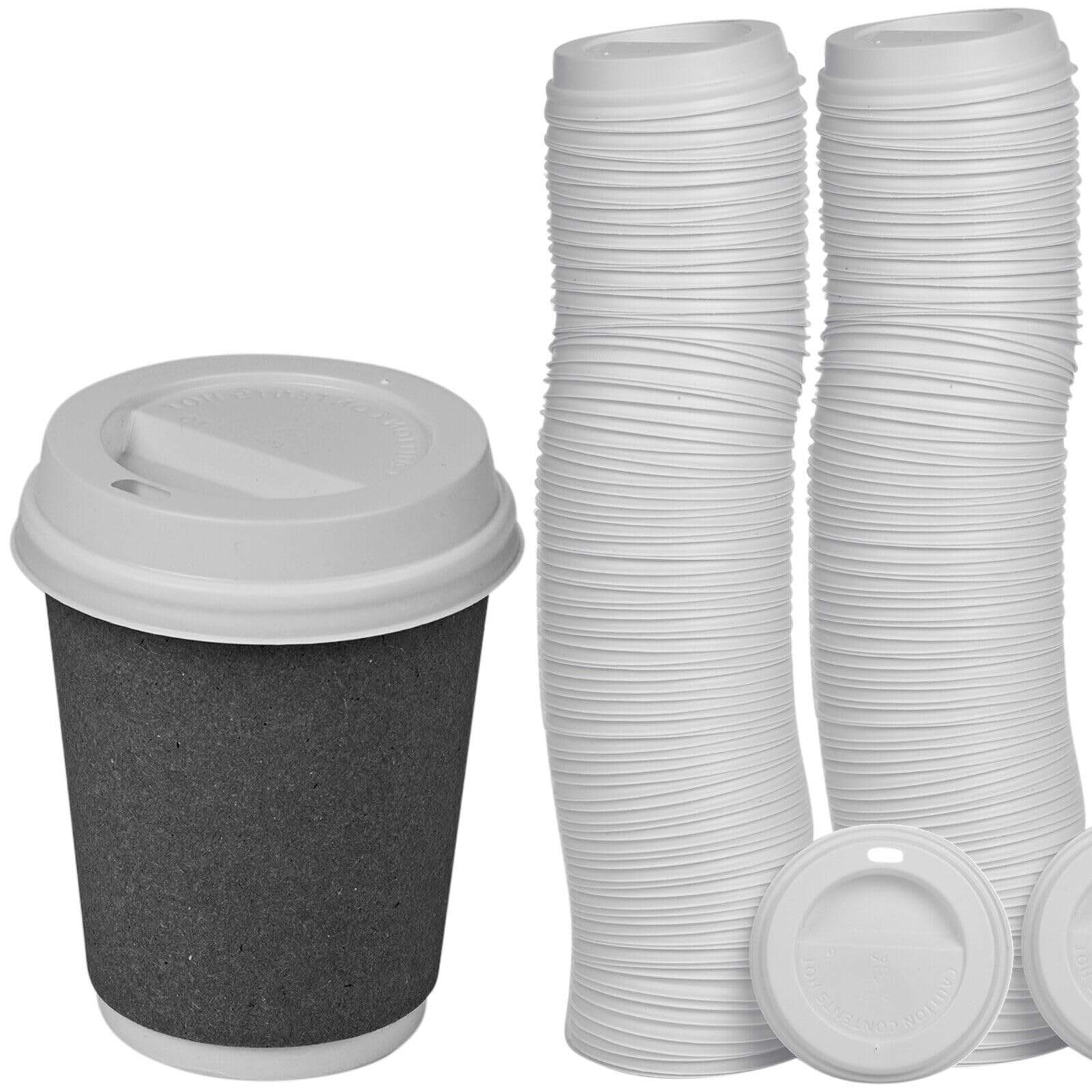 URBNLIVING Plastic Coffee Cup Sip Through Lids Fit Size 8oz Hot & Cold Drinks Paper Cups White Lid (Pack of 500 Lids)