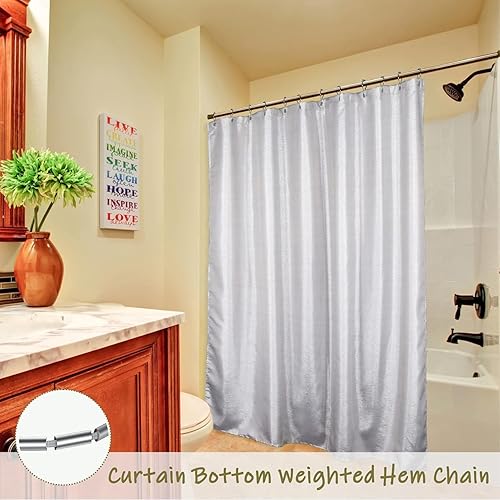 Miniatura 5 de Cortina de ducha brillante gris plateado juego de cortinas de tela metálica gris claro moderno y elegante para decoración de baño festiva y