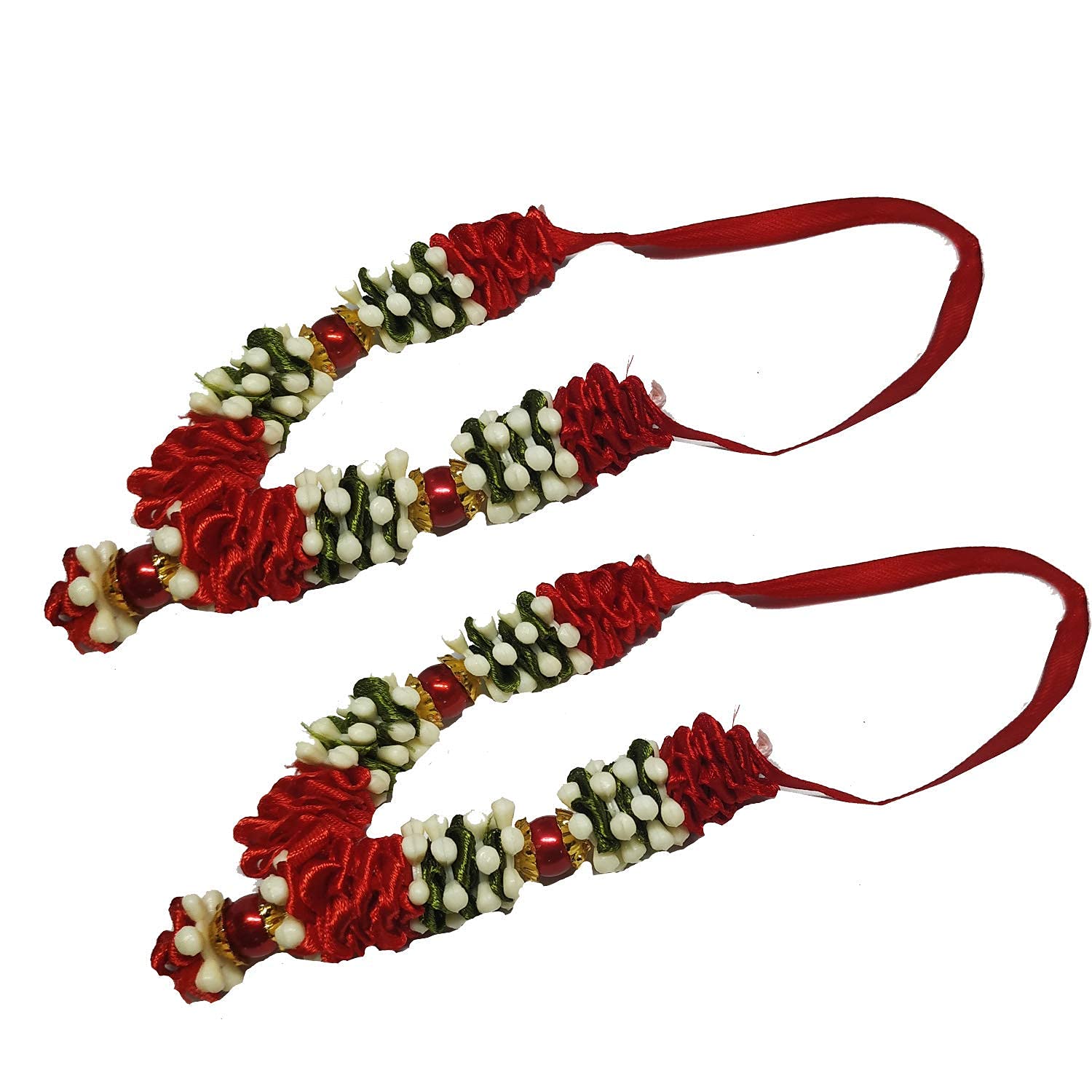 HKD Sales Handmade Artificial Red Jasminum Flower Garland/Mala for Pooja, Decoration & Photo Frame (3 Inches) fot god Idol for mandir midium Size