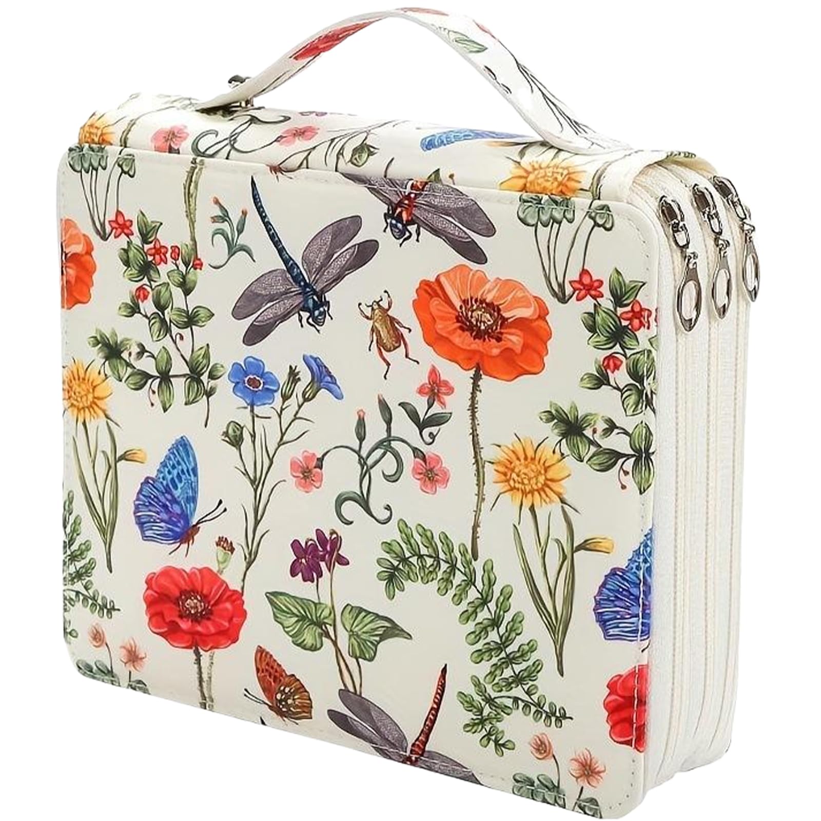 Colored Pencil Organizer 120 Slots Marker Organizer Case with Printing Pattern 9.4x7.9x2.5" Art Pencil Case with Zipper for Watercolor Pens or MarkersColored