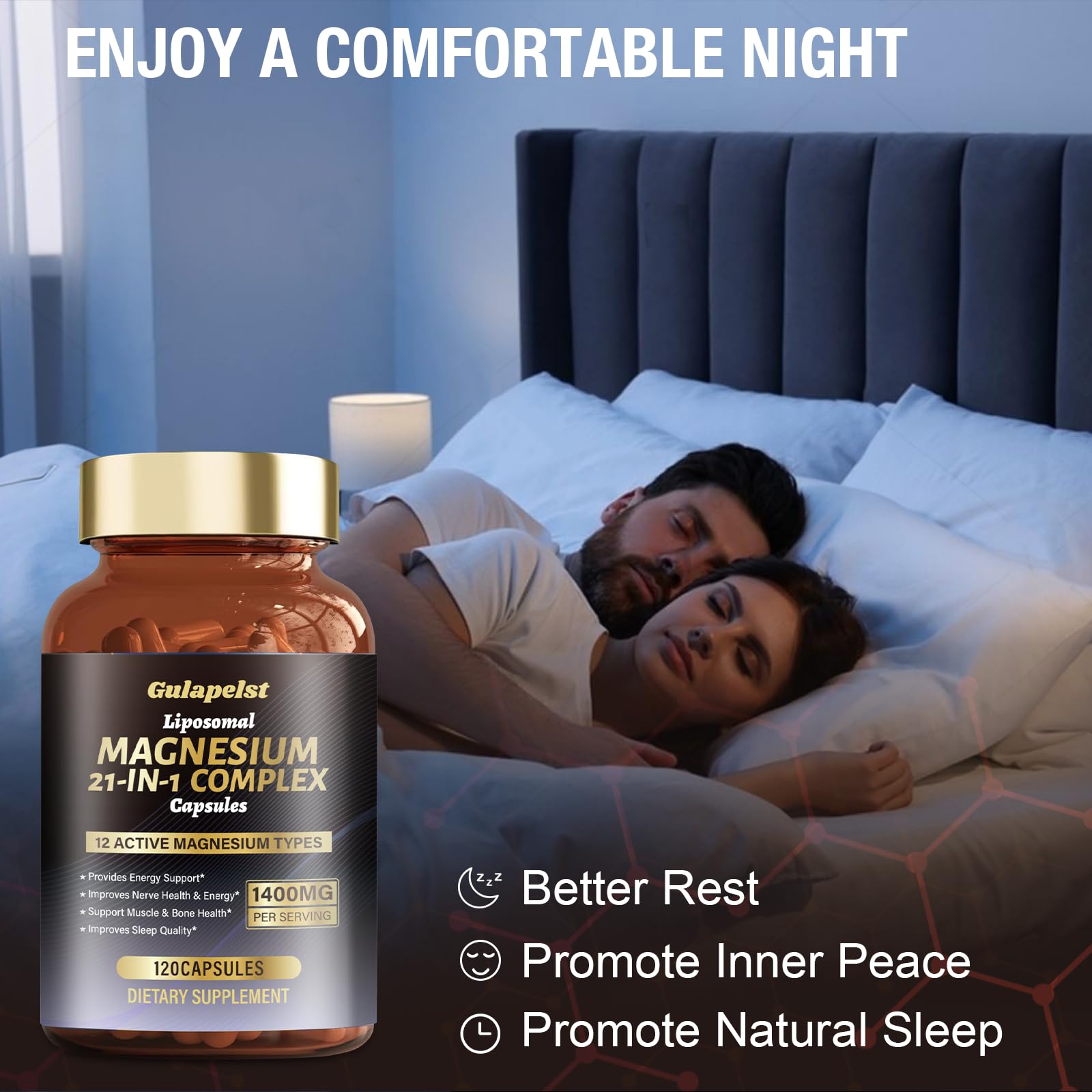 21 in 1 Liposomal 1400mg Magnesium Complex (Citrate, Glycinate, Malate etc) Capsule - 12 Active Types Magnesium with Vitamin D3, B6, B12, C, Ashwagandha & CoQ10 for Women & Men - Support Bone & Muscle — Amazon image 5