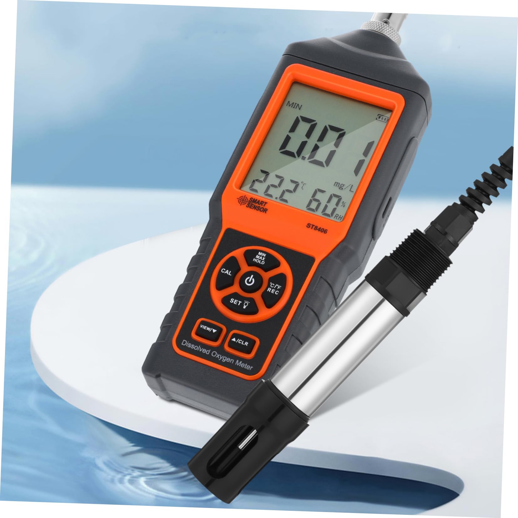 ifundom Sauerstoffmessgerät Für Teichwasser Aquarien Und Aquakultur Kompaktes Und Tragbares Wassertest LCD-Display Für Präzise Messwerte