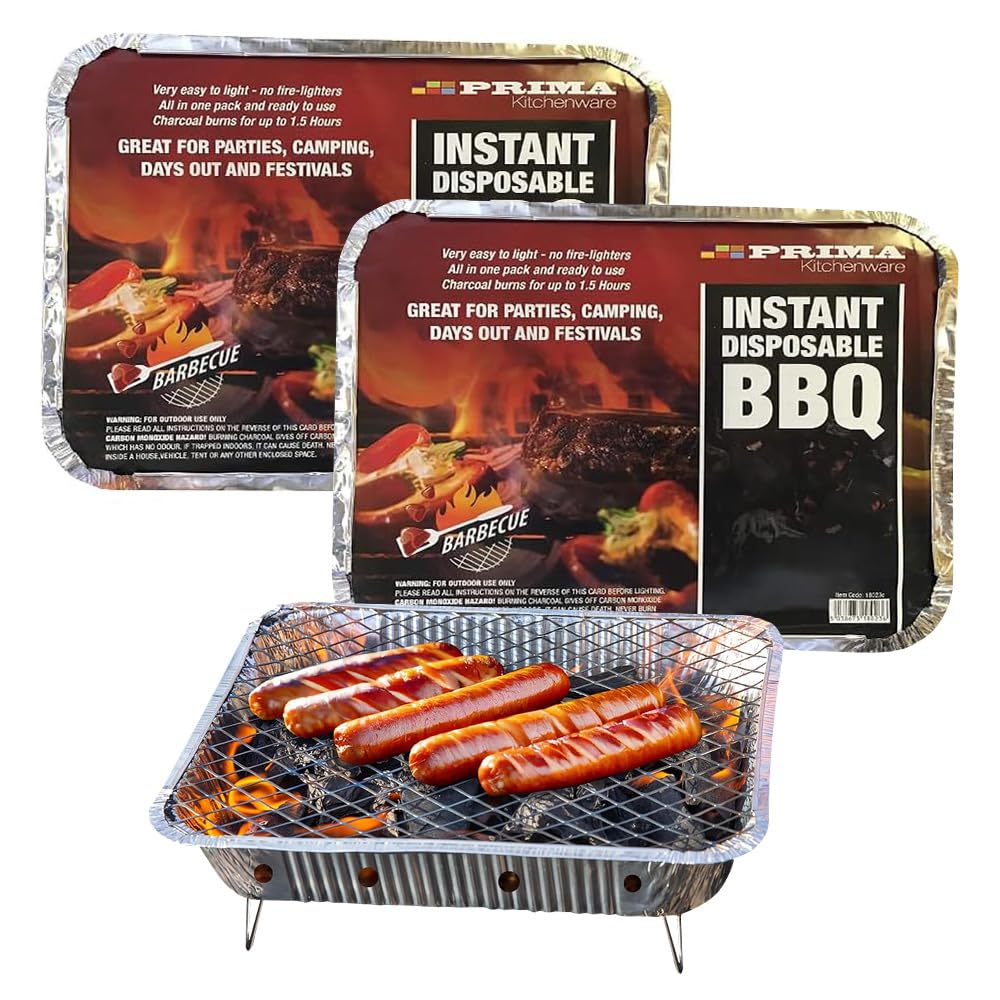Bargaingalore Silver Set Of 2 Disposable Bbq Instant Grill Charcoal Disposable Outdoor Camping Summer