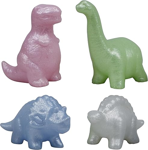 Jet Creations Juego de 4 figuras de dinosaurio, 4.5 pulgadas, aroma a perla, 4 colores, exhibición de escritorio, juguetes dobles como Neo Squishy