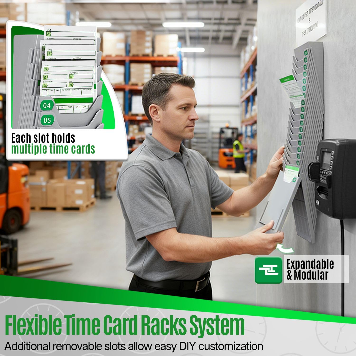 GaotKeut 30-Slot Time Card Rack – Wall-Mountable Attendance Holder For Warehouse, Factory, & Office