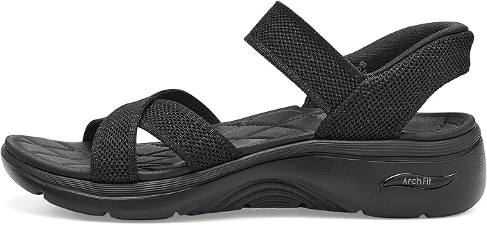 Женские сандалии Skechers Hands Free Slip-ins GO Walk Arch Fit 2.0 - Francesca, цвет: Чёрный — фото 2