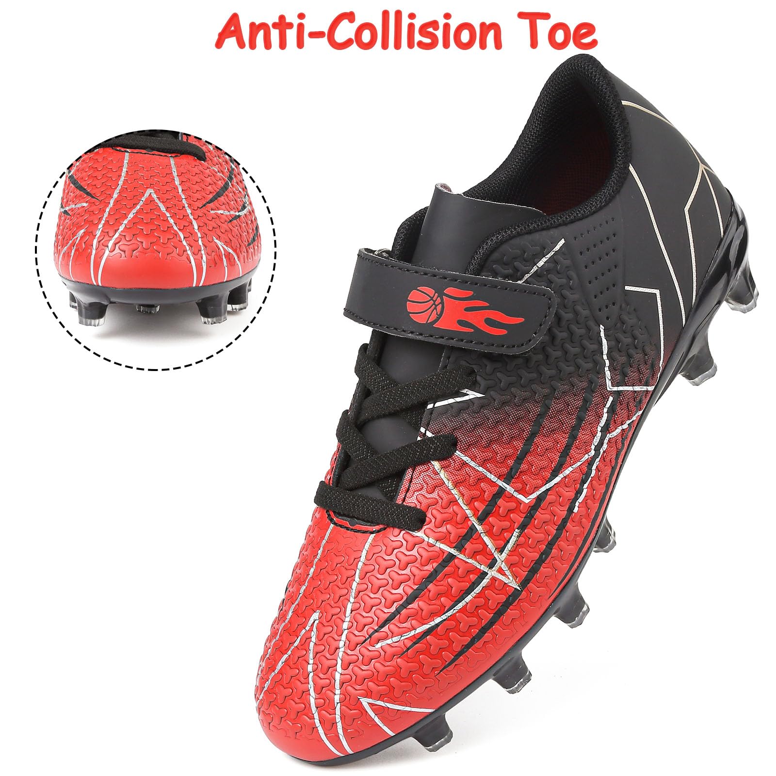 Chaussures de Football Garçon Crampons Enfant Professionnel Chaussure de Foot Low-Top Spike Entrainement Chaussures de Sport en Plein Athlétisme Compétition