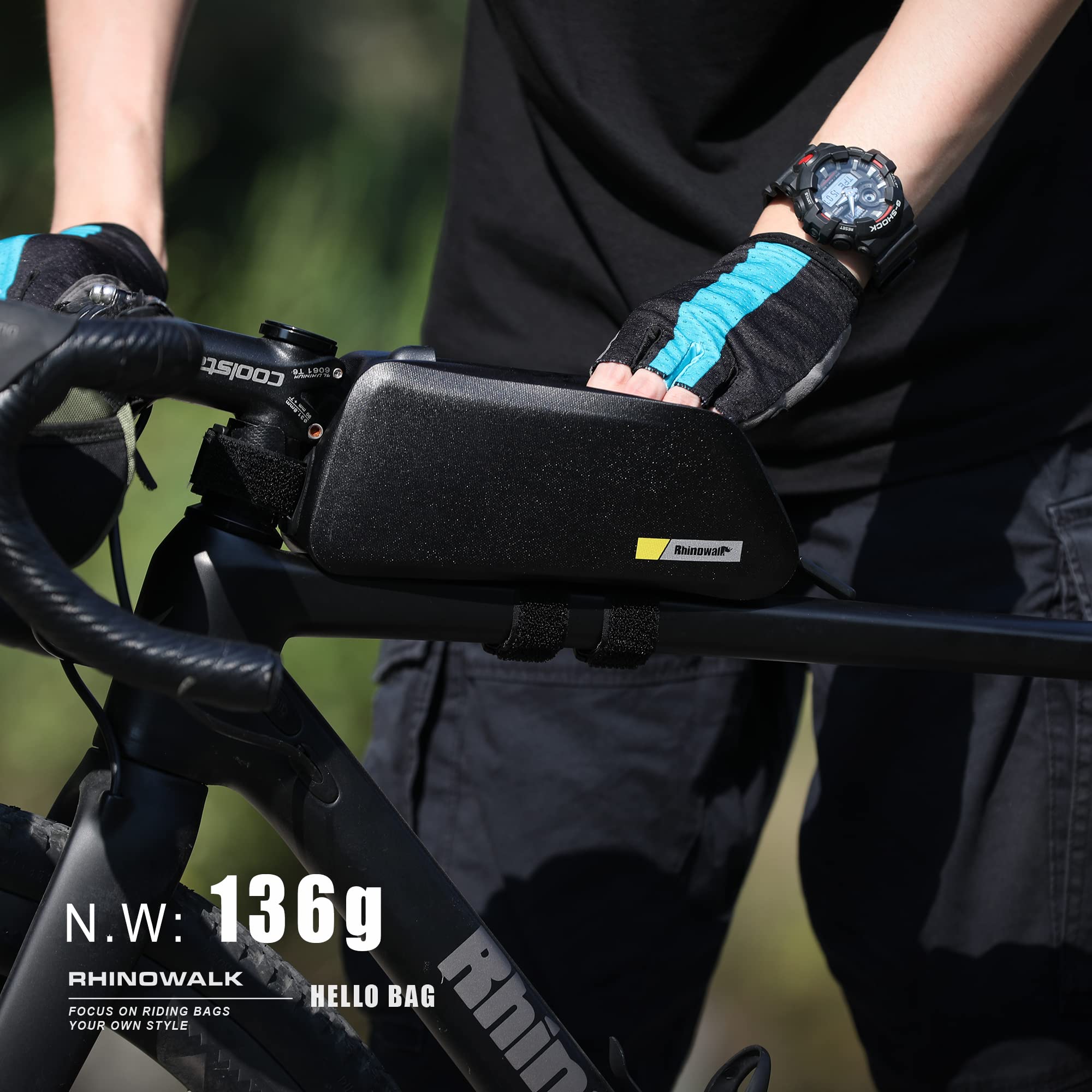 Rhinowalk Sacoche De Vélo étanche 1,5 L – TPU Rigide – Pour Tube Supérieur – Noir – 23 X 7 X 10 Cm