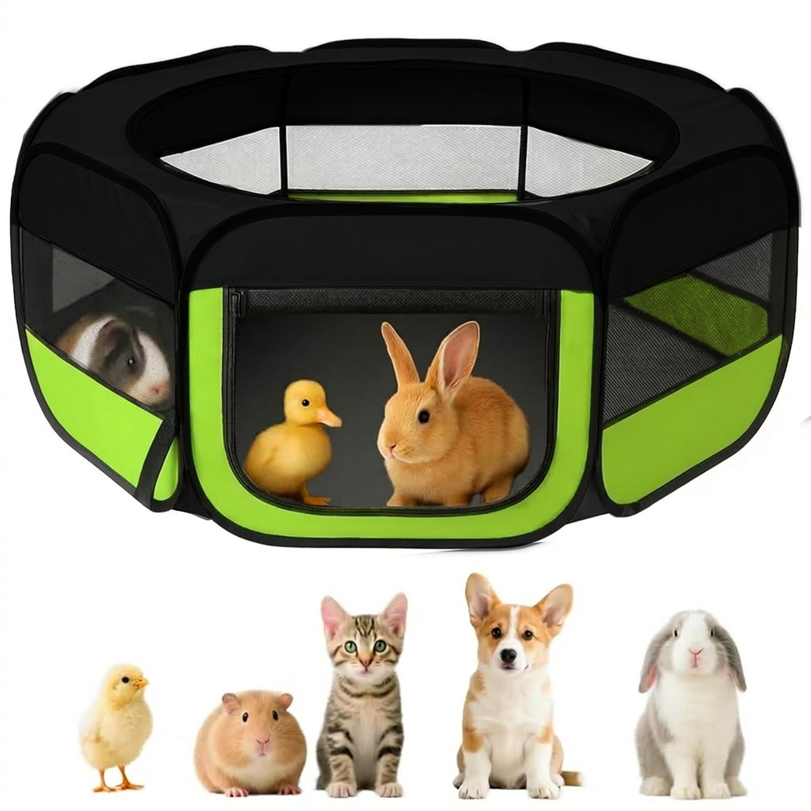 UWE Extra Large Small Animal Playpen, Waterproof Foldable Pet Playpen,Green