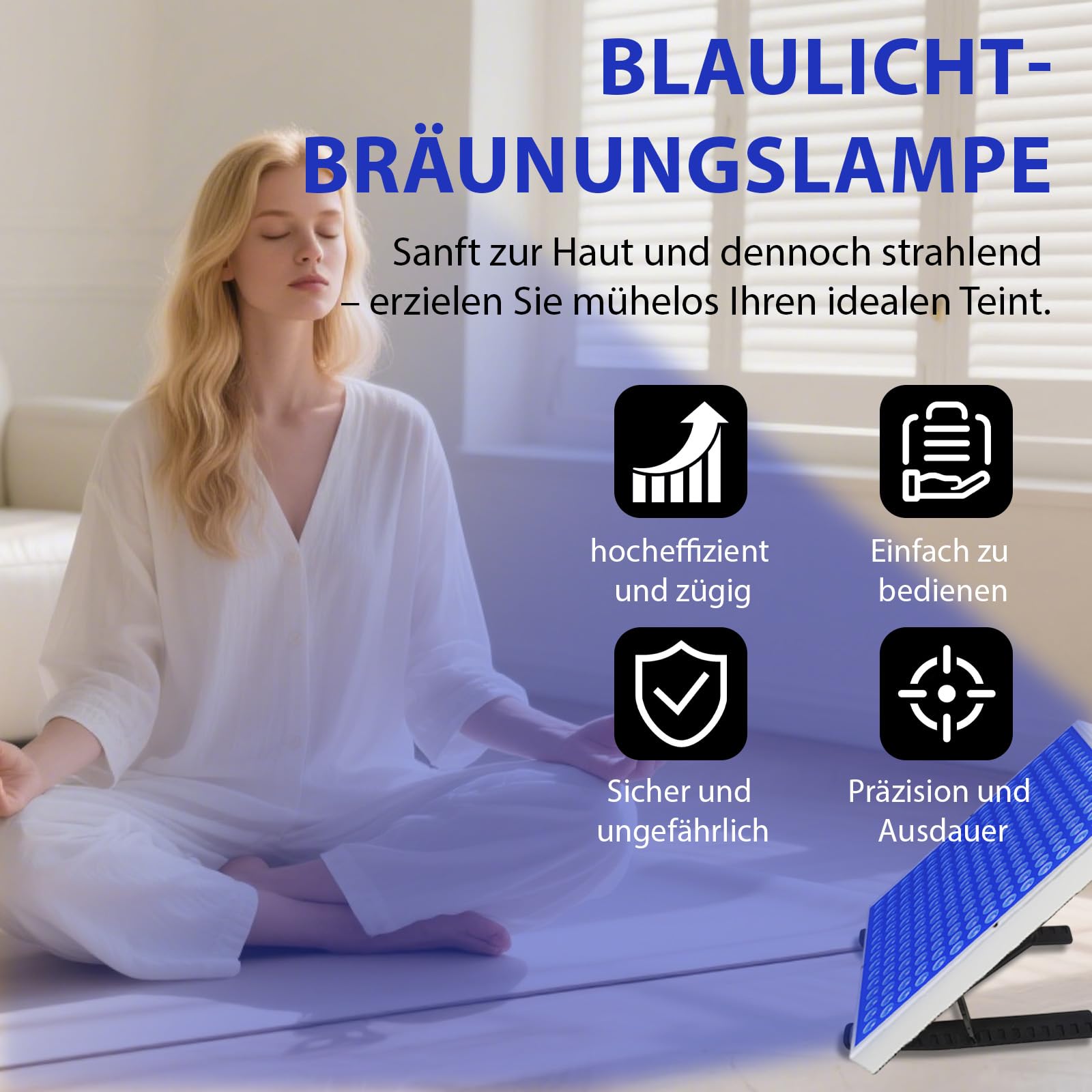 Bräunungslicht Solarium Portable Tanning Lamp für Home Gesichtsbräunung Tageslicht für Gesicht und Körper für zu Hause with Adjustable Stand and Hanging Hooks (J)