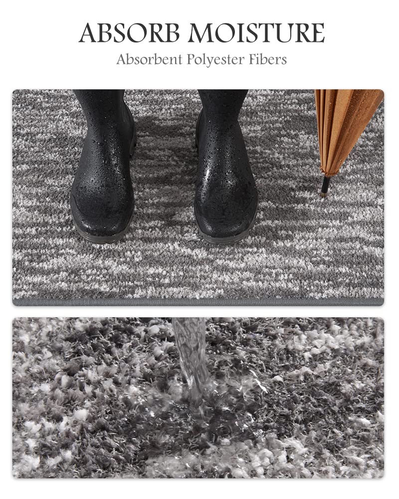 Tapetes de goma antideslizante y absorbente para puerta delantera, para entrada exterior, para patas y zapatos fangosos, color gris, 24 x 35 pulgadas