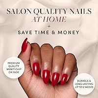 Vista 103 de Glamnetic Uñas a presión – Esmalte de goma de mascar Uñas cortas de punta francesa rosa almendra con un acabado esmaltado 15 tamaños – Kit de 30