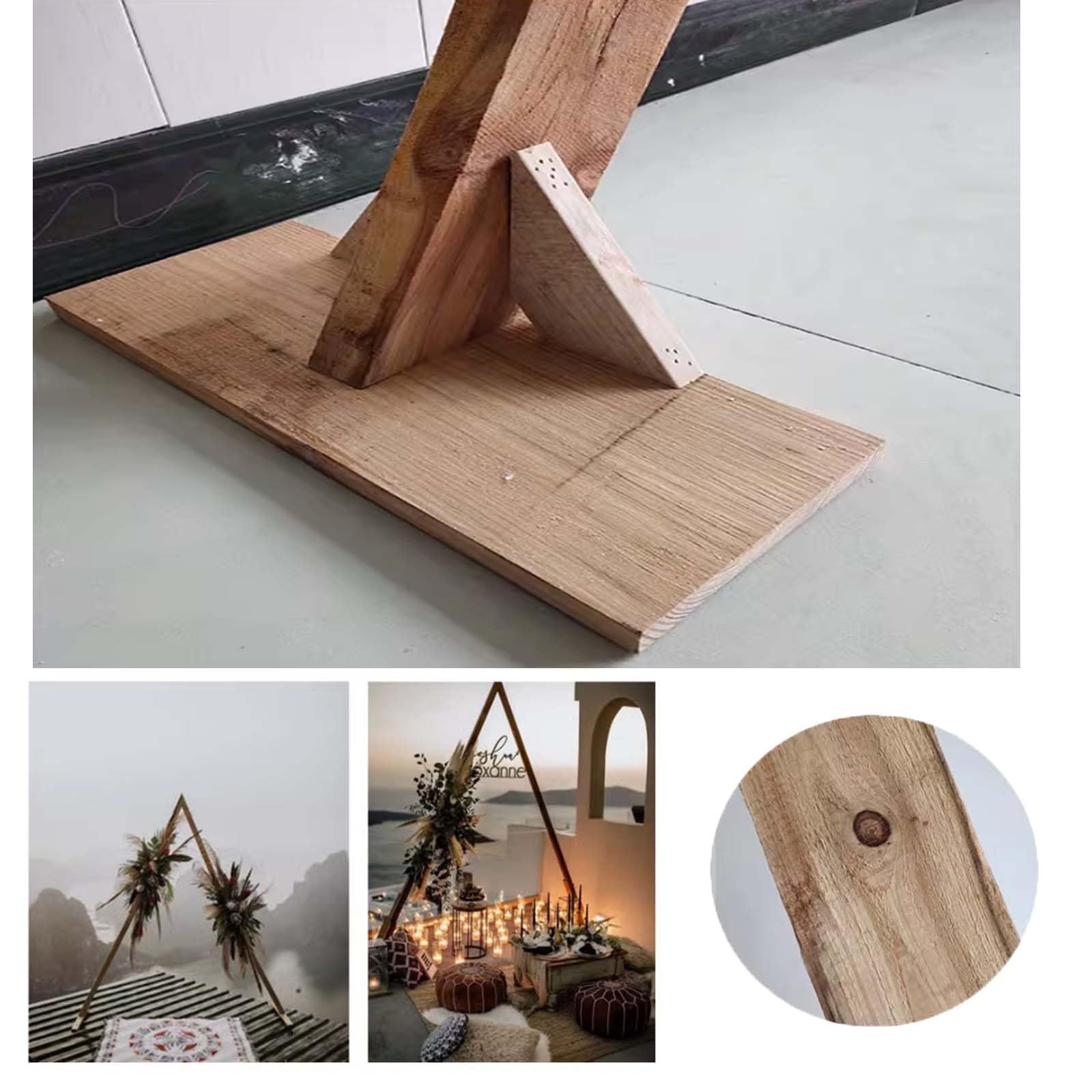 Hochzeitsbogen aus Holz, geometrischer Dreiecksdorn, Hochzeitshintergrund mit stabiler Basis, Ballon-Blumenständer für Garten, Hochzeit, rustikale Hochzeitsbögen, Dekorationen, Outdoor-Hintergründe