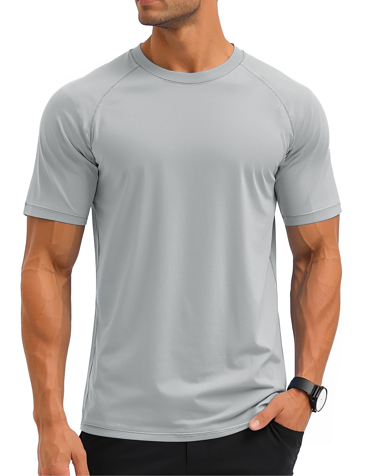 magcomsen Men's Swim Shirts Short Sleeve Rash Guard UPF 50+ Sun Protection Quick Dry Water Shirt-picture-3