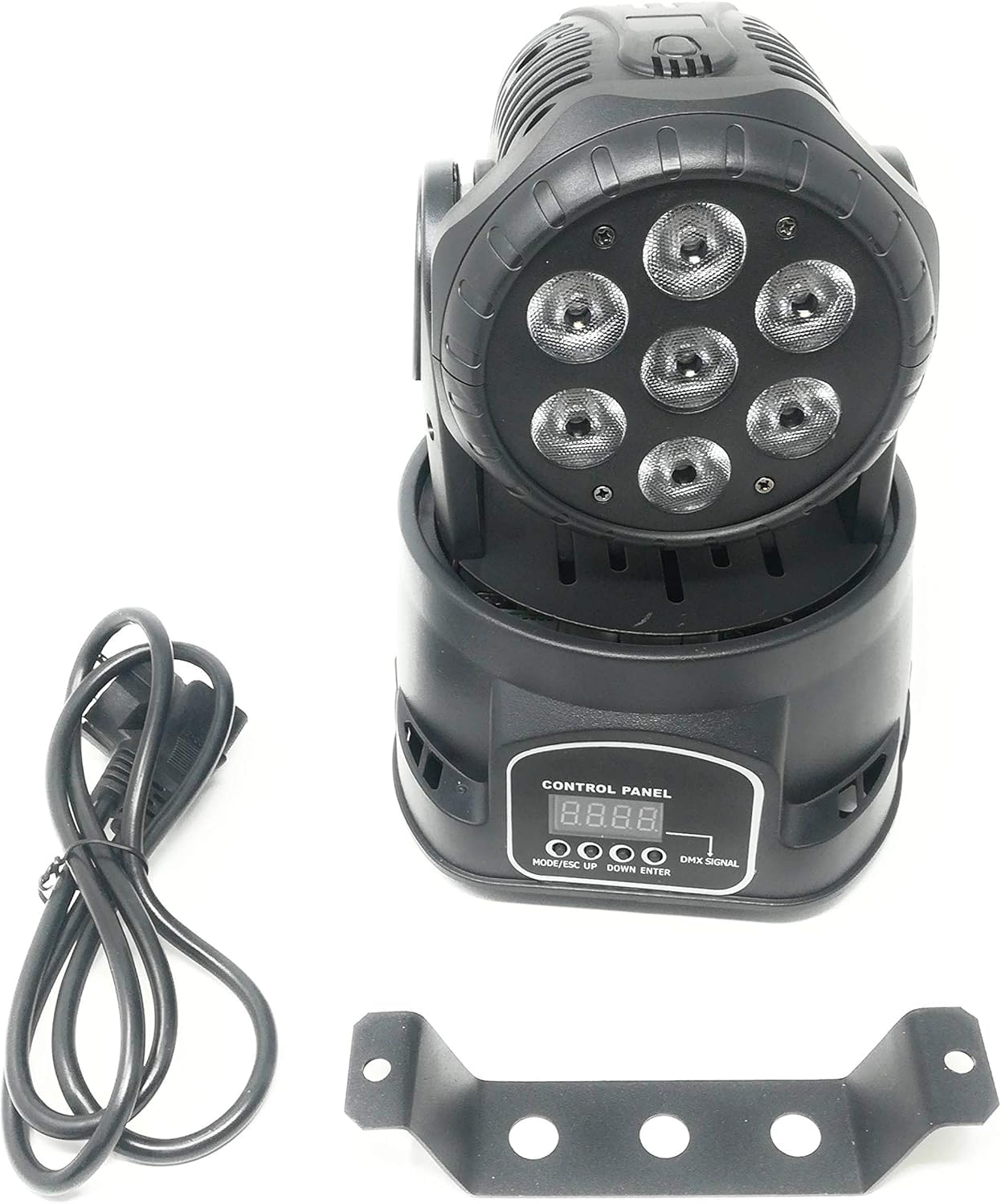 PROIETTORE LED RGB TESTA ROTANTE MOBILE EFFETTI DISCO 7 LED 10W