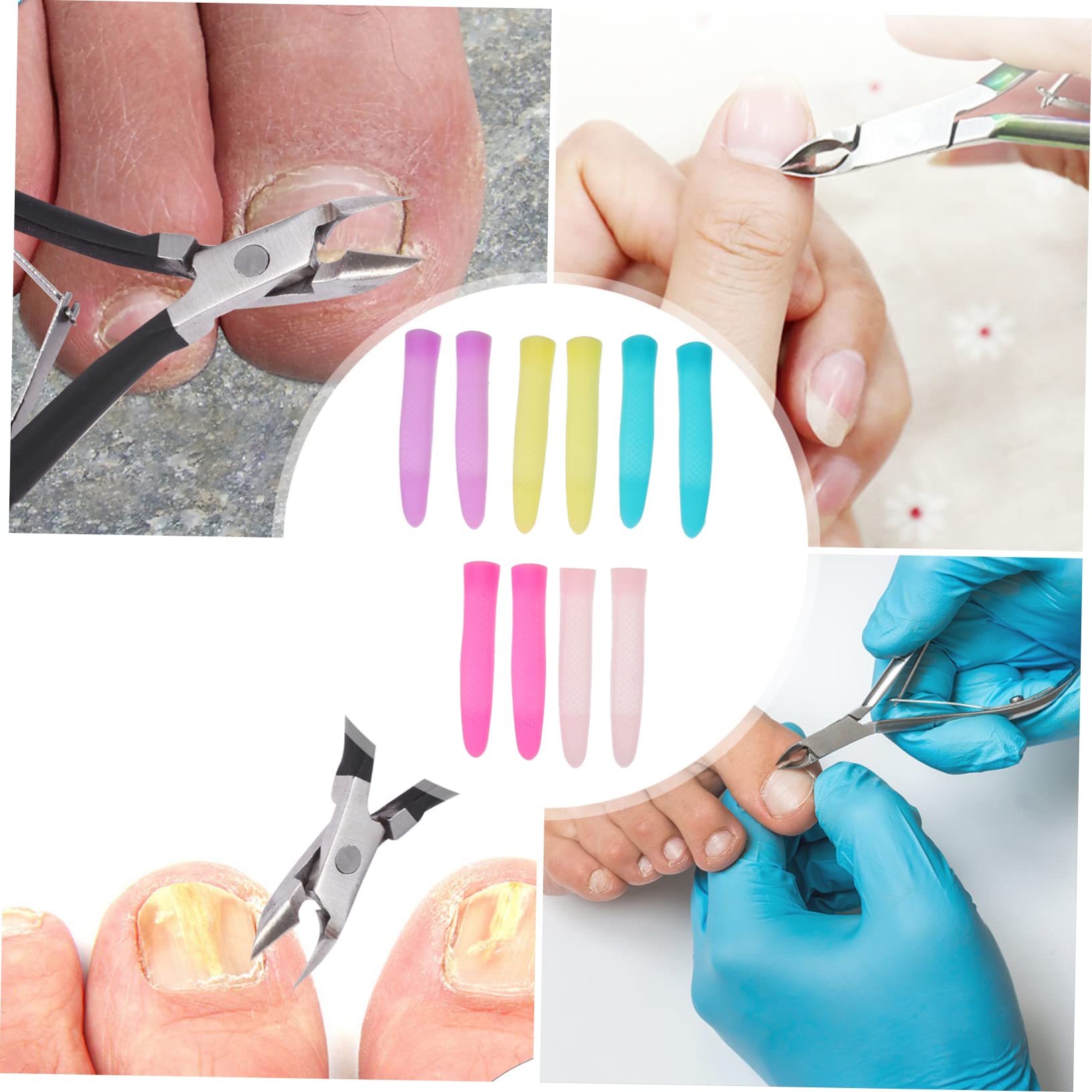 FRCOLOR 10 paia di forbici per pelle morta, manico in silicone, strumenti per manicure, pinzette per ciglia, copertura per cuticole