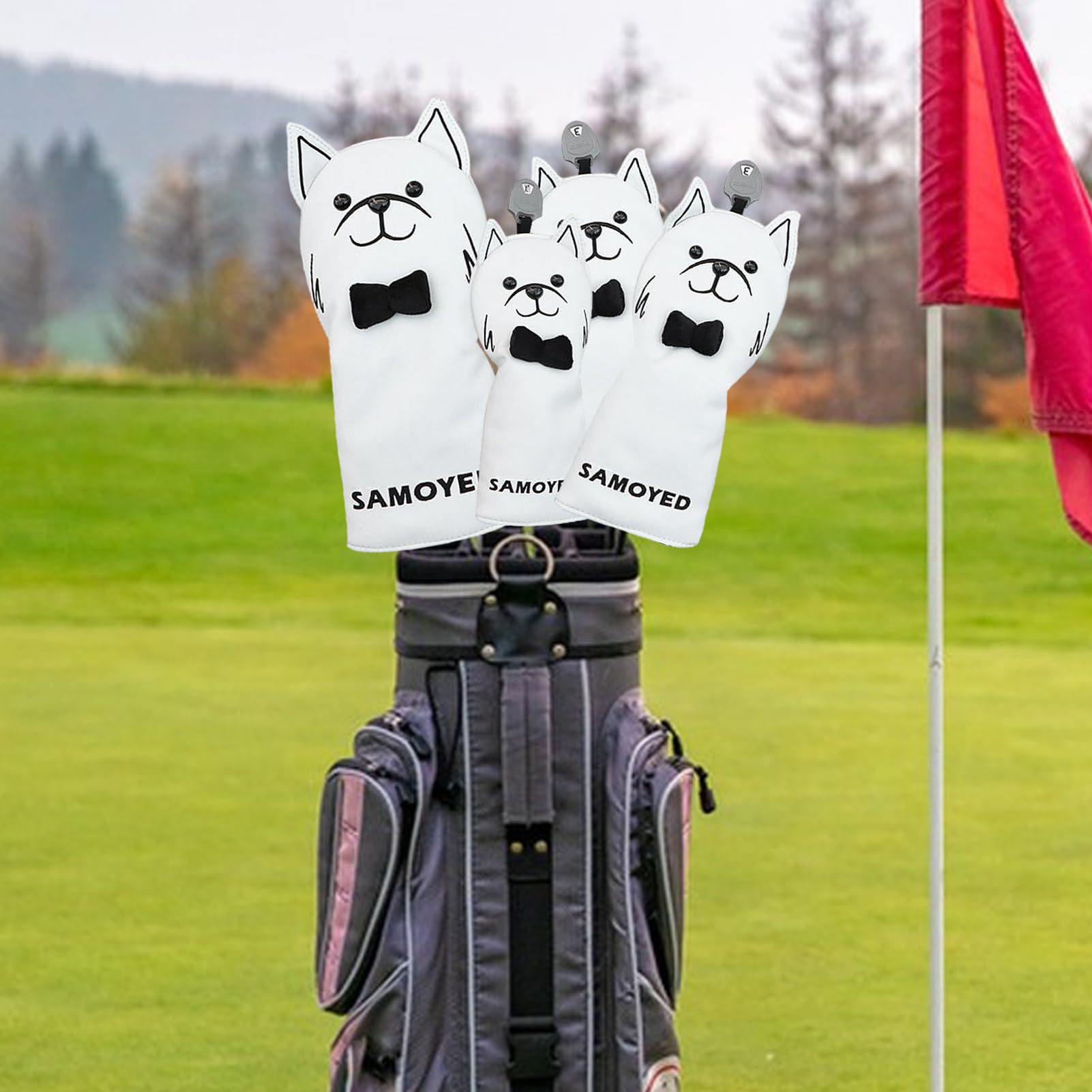 Pokrowiec na kij golfowy, 4 x pokrowce na głowę do kijów golfowych, stylowe pokrowce ochronne z miękką pluszową podszewką, pasują do praworęcznych miotaczy