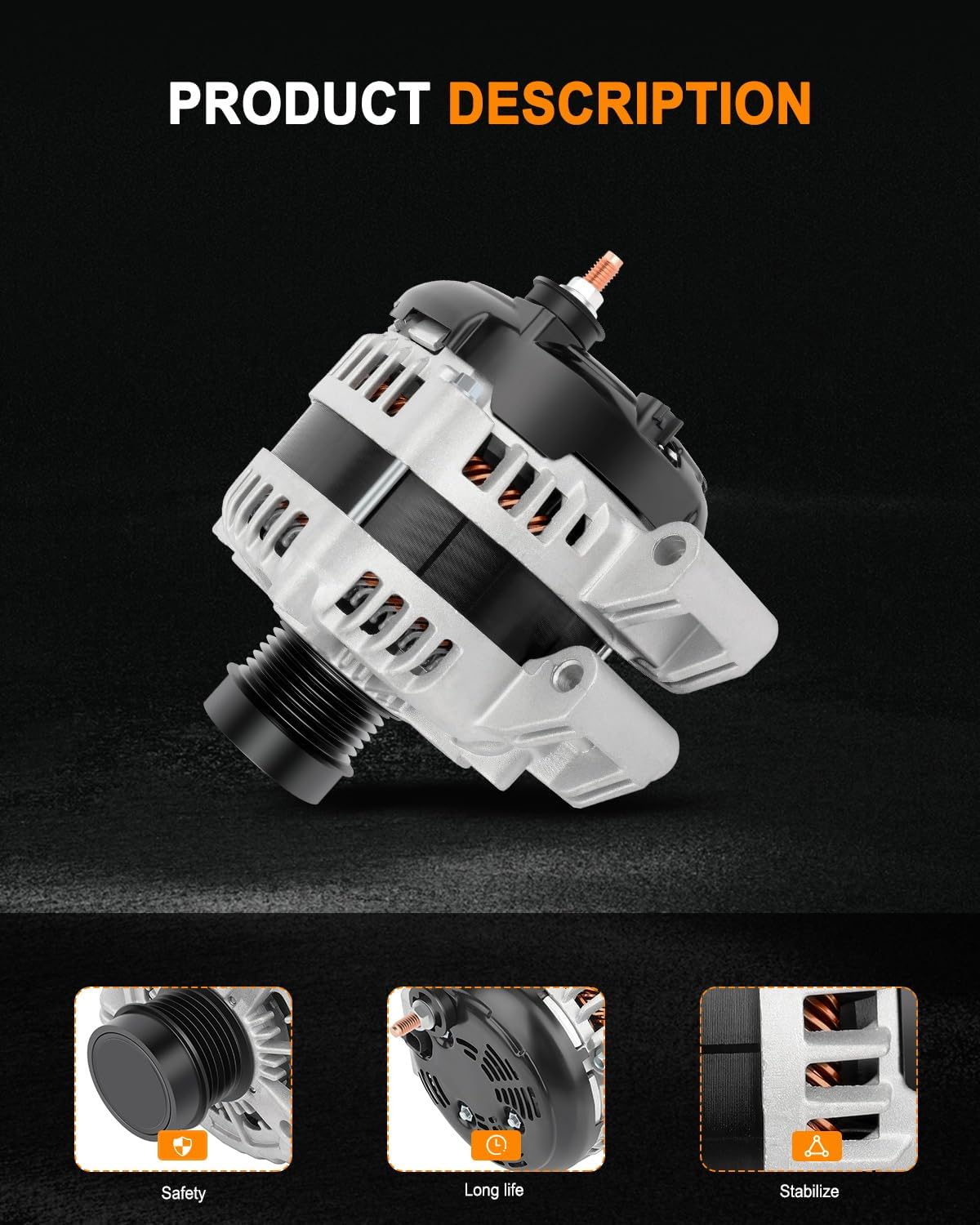 ASAPE 11598 New Alternator Fit for 2011-2018 for Chrysler 300 2015-2018 for Dodge Challenger 2011-2018 for Dodge Charger 2011-2018 for Jeep Grand Cherokee 2011-2018 for Dodge Durango