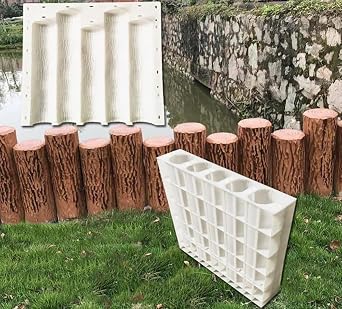 Wood Grain Concrete Garden Border Mold Plastic Cement Flower Beds Edging Mold Reusable Yard Vegetable Patch Picket Mold for DIY LandscapingSmall