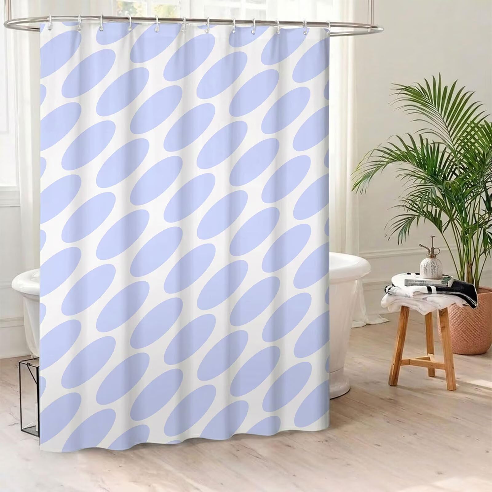 Rideau de Douche 180x220 cm - Tissu Polyester Imperméable Anti-Moisissure - 12 Anneaux Inclus - Ourlet Lesté pour Stabilité - Lavable en Machine - Idéal de Baignoire et Douche - Bleu & Bohême Y1#522