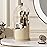 YOOLENS Makeup Brush Holder with Lid 360 Rotating Clear Dustproof Make Up Organizers for Vanity Bathroom Countertop, White Beige