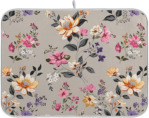 Vista 77 de Tapete de secado de platos de mariposas botánicas para encimera de cocina, almohadilla de secado de microfibra absorbente, grande, 18 x 24 pulgadas