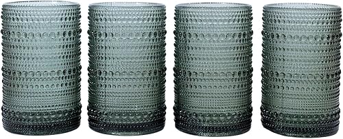 Greenline Goods Hobnail - Juego de 6 vasos de 12 onzas con diseño único, elegantes vasos grises de burbujas para un ajuste moderno y vintage,