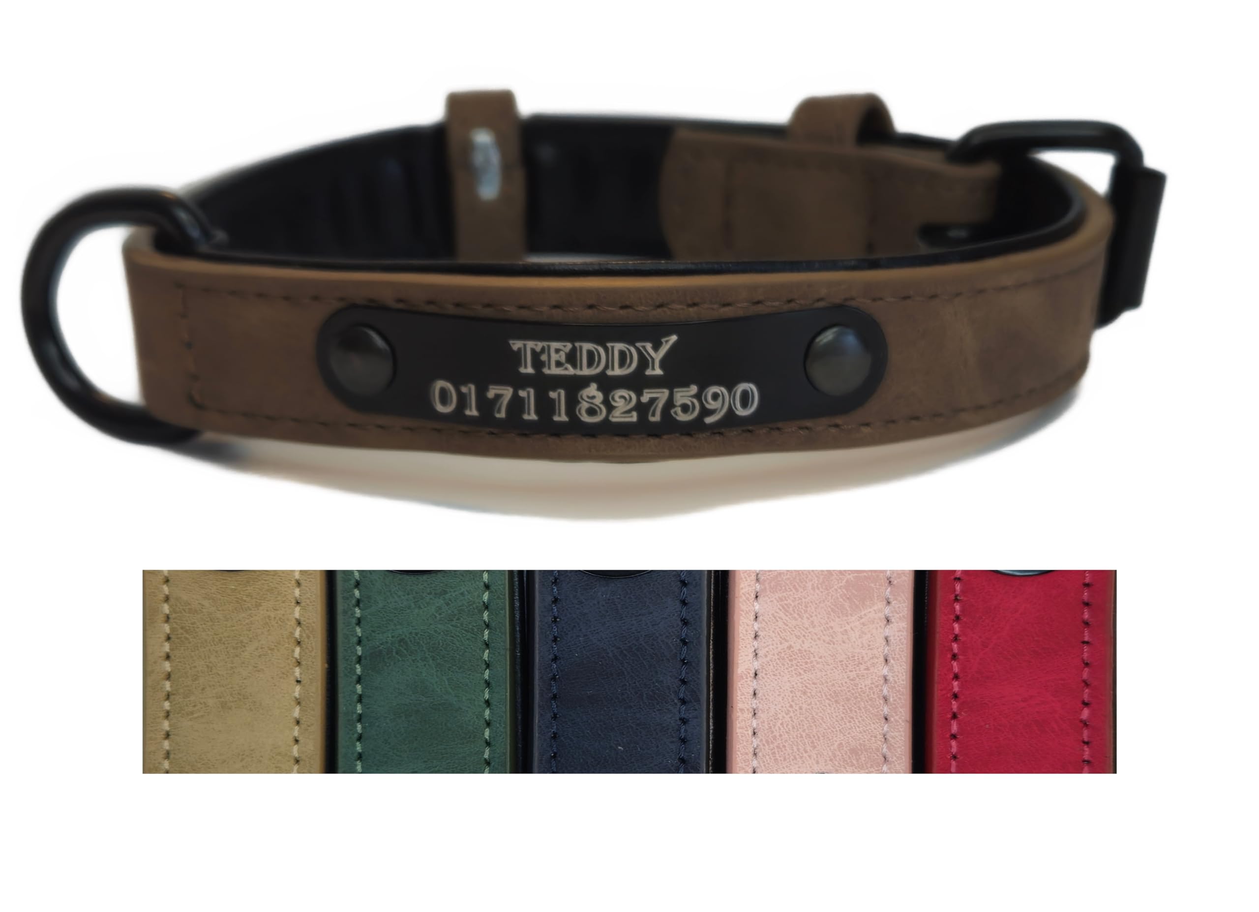 ORIGINALE Collare Di Pelle Per Cane,personalizza,Acciaio Inox,7.1cm Larghezza. E - Foto 3