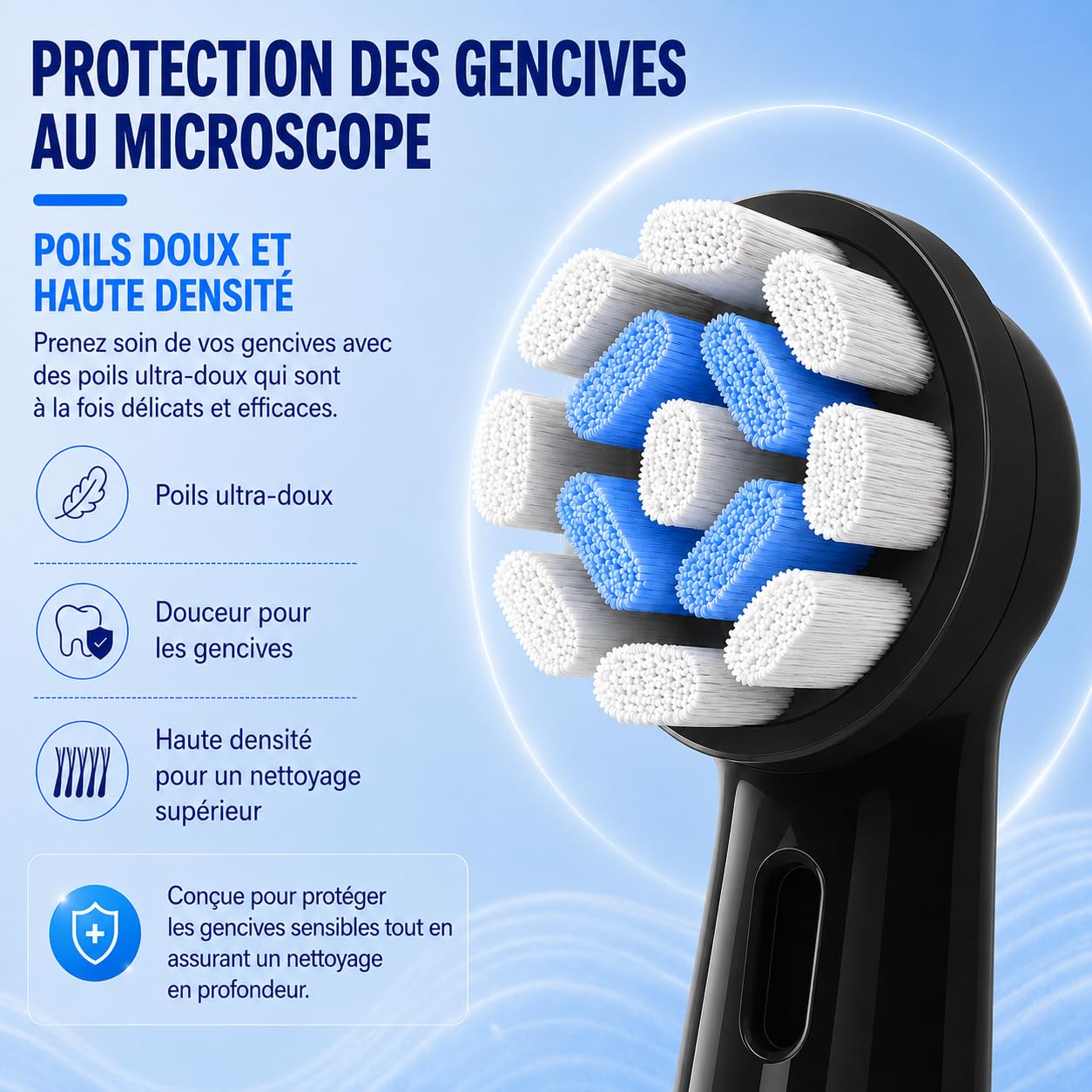 Brossettes de Rechange Compatibles avec Oral B iO, Têtes de Brosse à Dents iO Compatibles Série 2/3/4/5/6/7/8/9/10, Nettoyage Doux des Gencives, Lot de 8 Noires, 2 Cartes