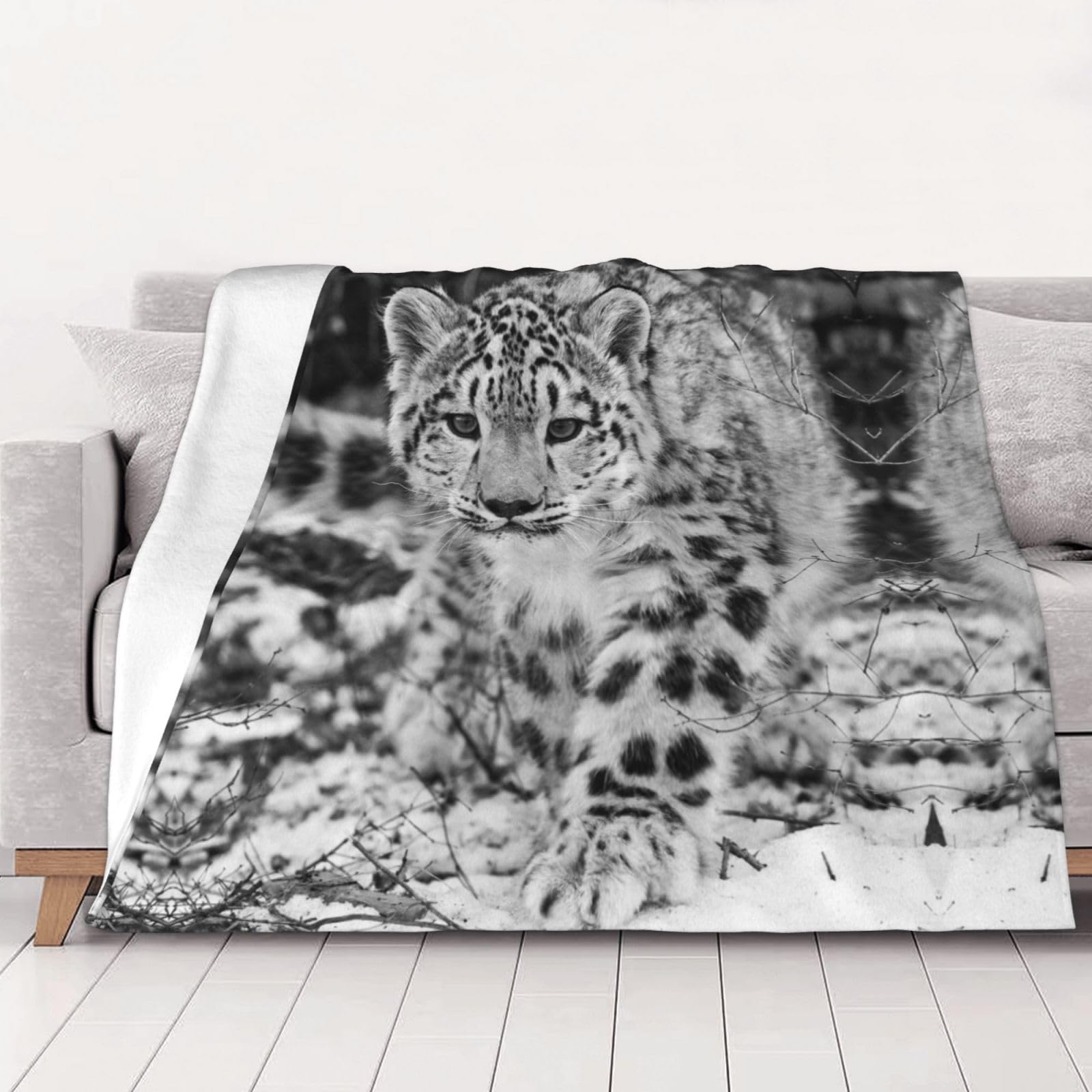 FRGMNT Snow Leopard Print Blanket Couch Bedroom Living Room Camping Travel Blanket Gift Kids Adults