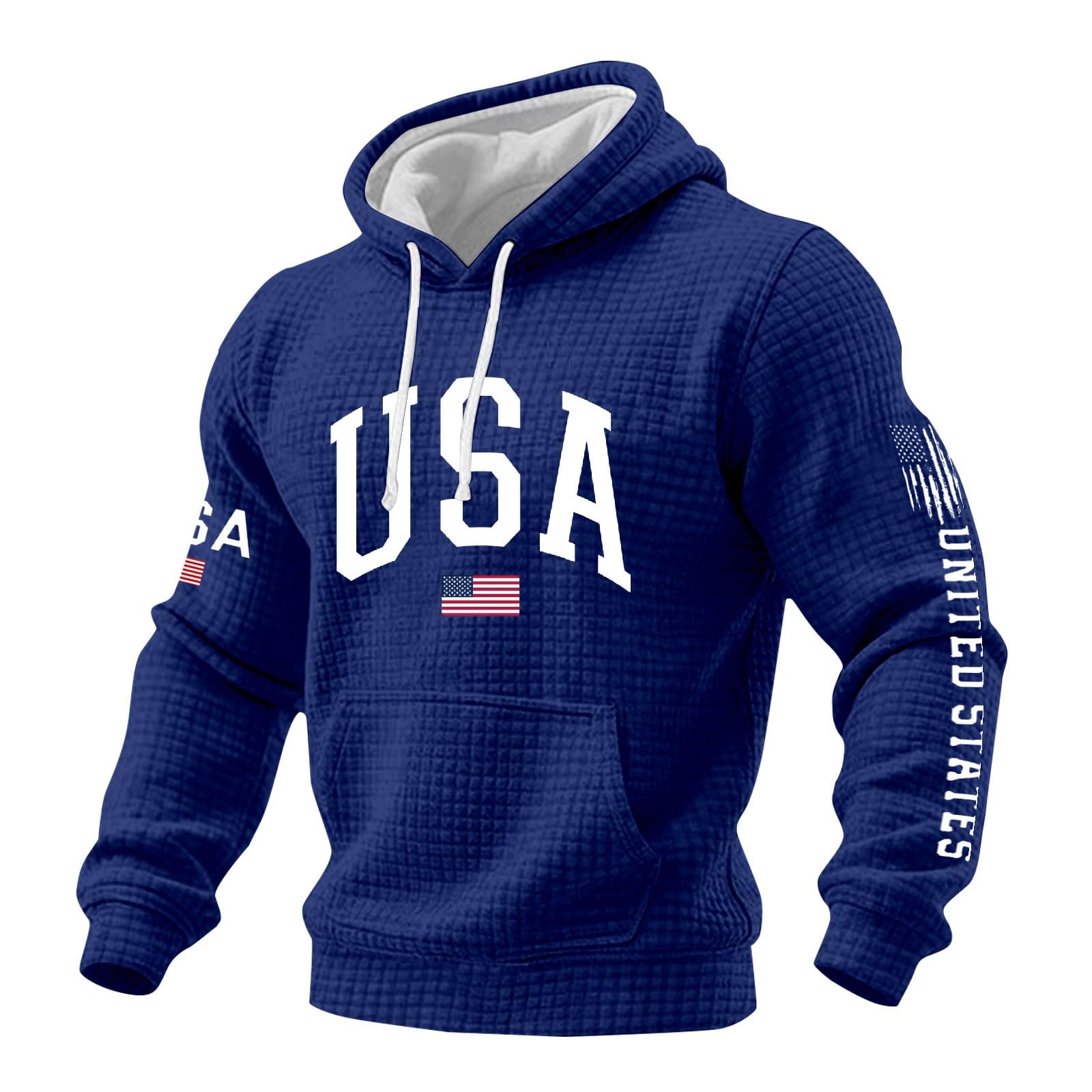 Sudadera con capucha patriótica de hombre azul marino talla S sin mangas 4