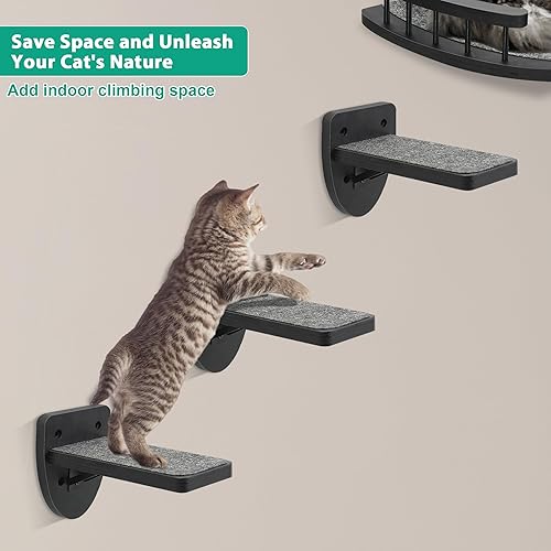 Miniatura 5 de Hamaca para gatos, estantes de pared para gatos, 2 muebles de pared para gatos y 3 escalones de pared para gatos, estantes y perchas para pared,