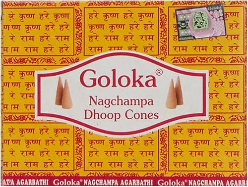Goloka Caja de conos de incienso Nag Champa  Juego de 12 cajas  Perfecto para mediación y yoga