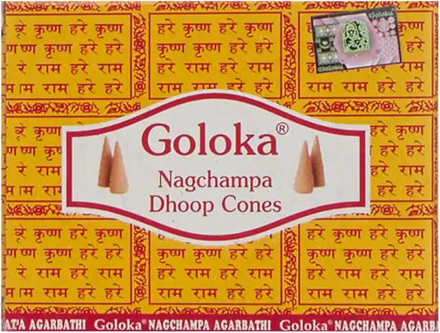GOLOKA McGuinness Champa - Juego de 12 Paquetes de Incienso de Conos Masala Dhoop