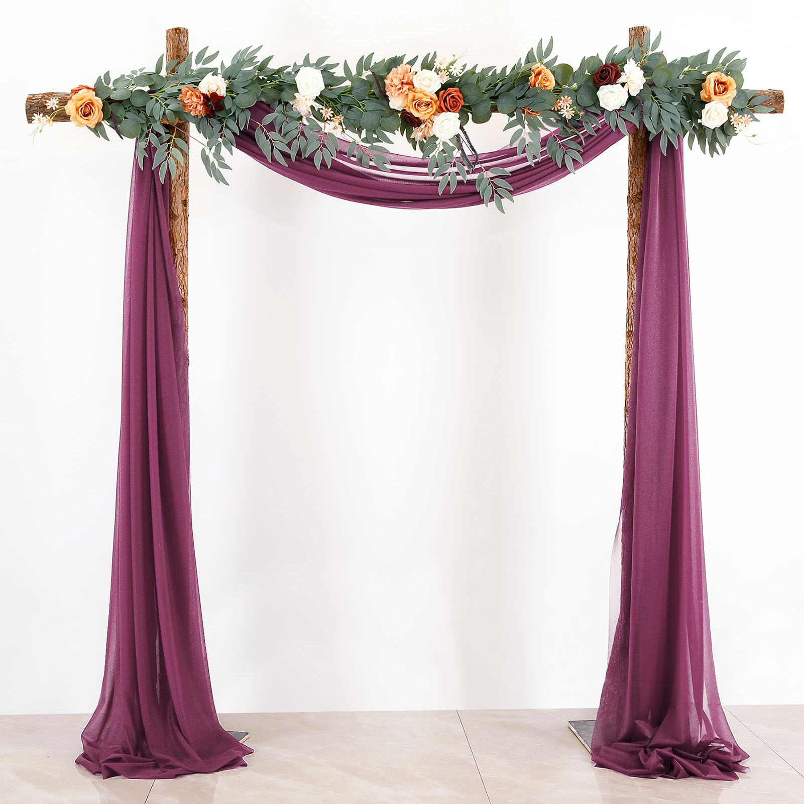 BOYOUTH Rose Red Voile Swag Scarf Valances Curtains,Long Sheer Chiffon Fabric Backdrop Curtains Scarves for Wedding Arch Draping,Party Outdoor Decor,30 by 216 Inches,1 Panel — image 1