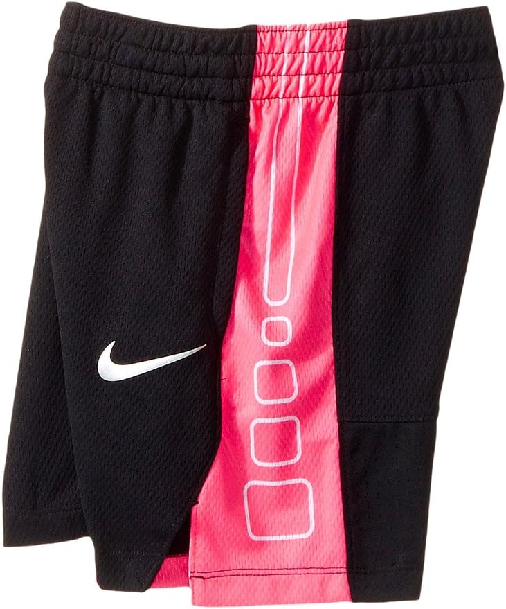 NIKE Girls' Dry Elite Stripe Basketball Shorts, Black/Vivid Pink , Medium