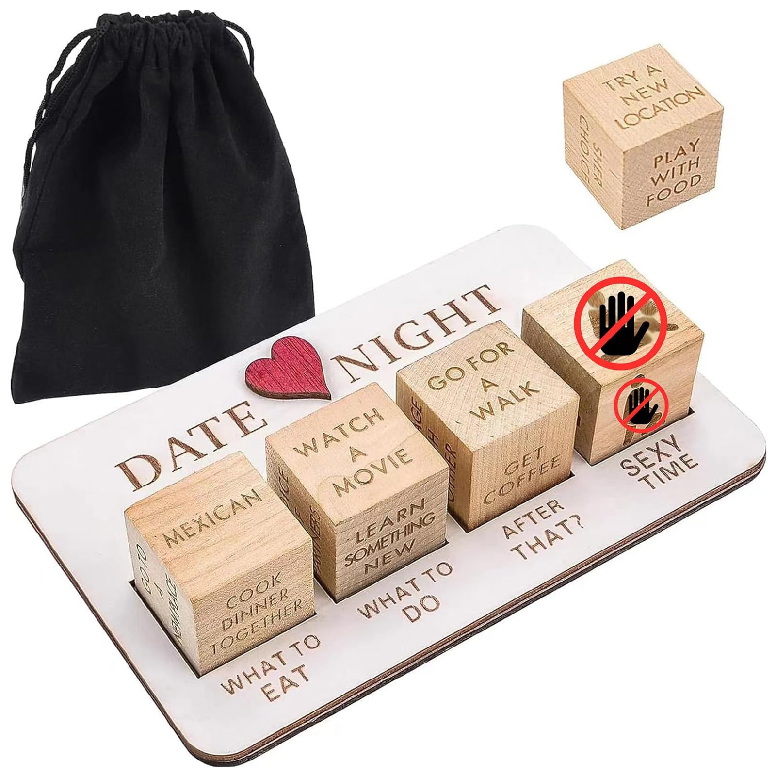 Dados de Noche para Parejas, Dados De Cita Nocturna, Juego de Dados de Pareja Romántica, Dados Divertidos para Citas Nocturnas, Reutilizables Dados Deportivos De Madera De Parejas