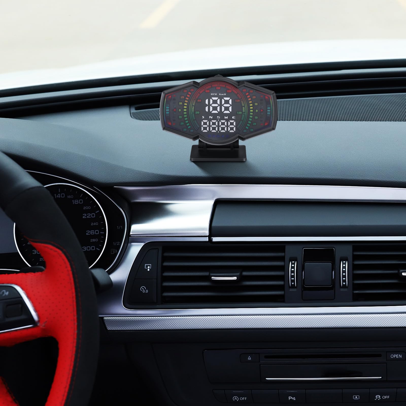Display Head-up Gps per Auto con Tachimetro Digitale, Inclinometro Integrato, Materiale Abs Pc, per Guida Notturna e Viaggi Lunghi