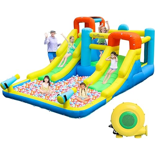 Bounce House with Dual Slide - Inflatable Bounce House,Indoor Bounce House,Bouncy Castle for Kids,Waterslide,Inflatable Water Park,Jump House,Water Slide for Kids Outdoor Backyard Party