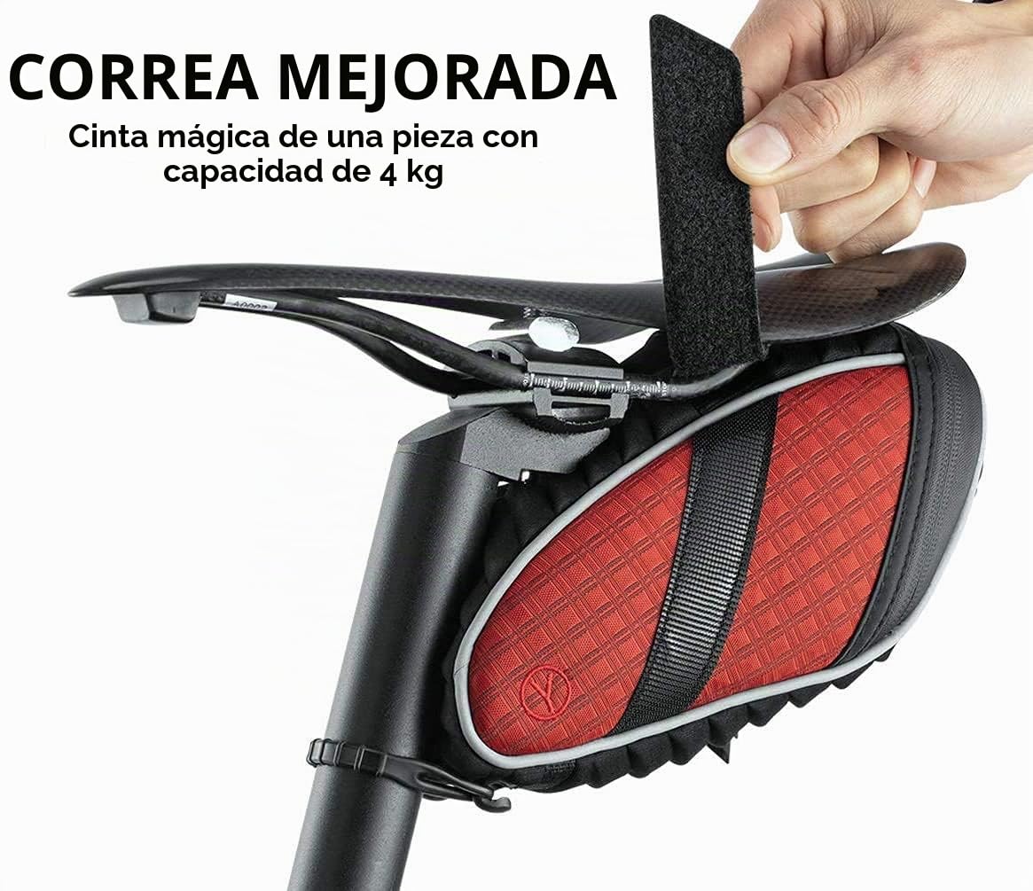 ROCKBROS Bolsa Sillín de Bicicleta Alforja bajo Asiento para MTB Bicicleta Carretera Bolsa Porta Herramientas, Negro/Rojo