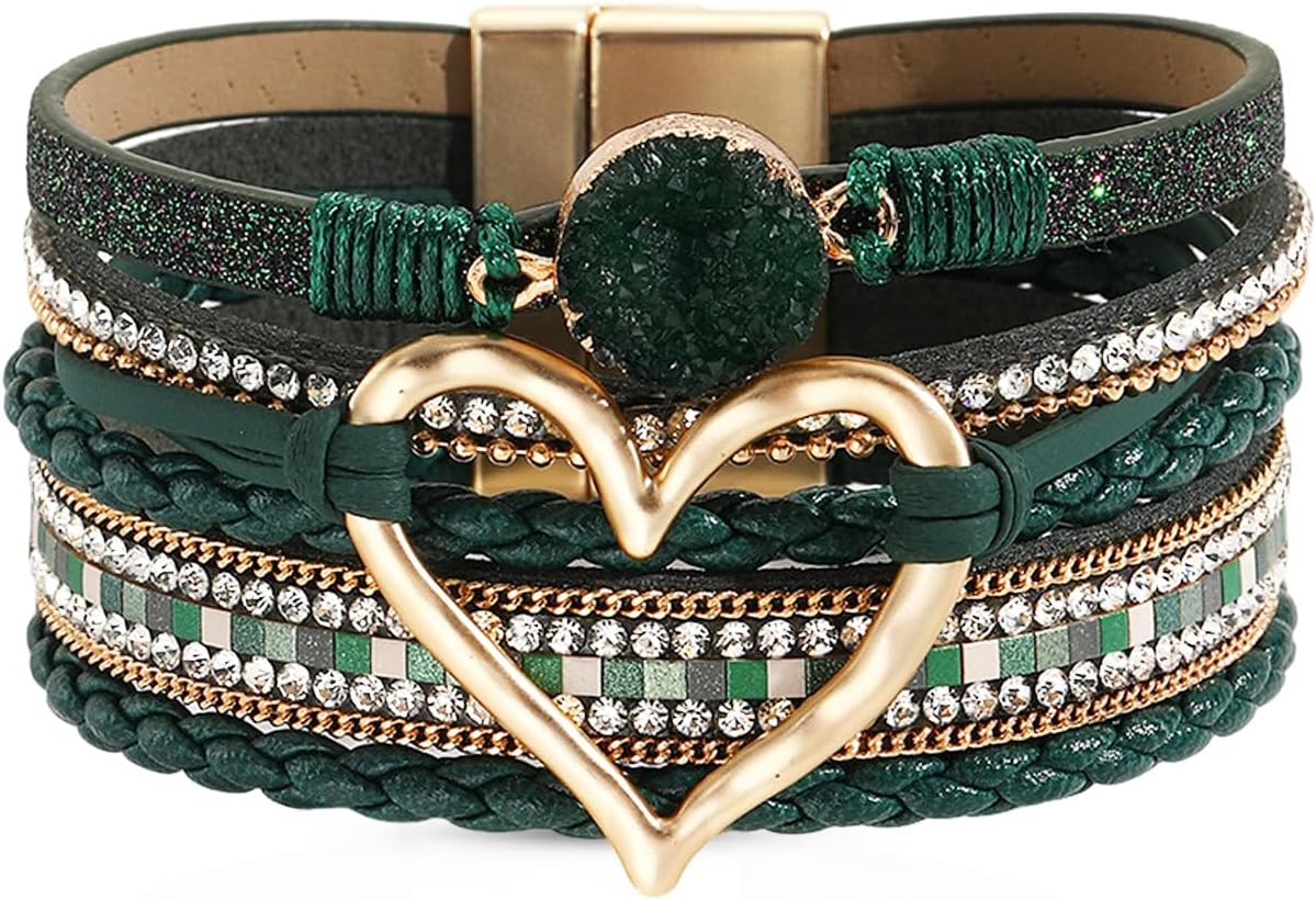 Leather Wrap Bracelet – Boho Woodland Bangle for Women