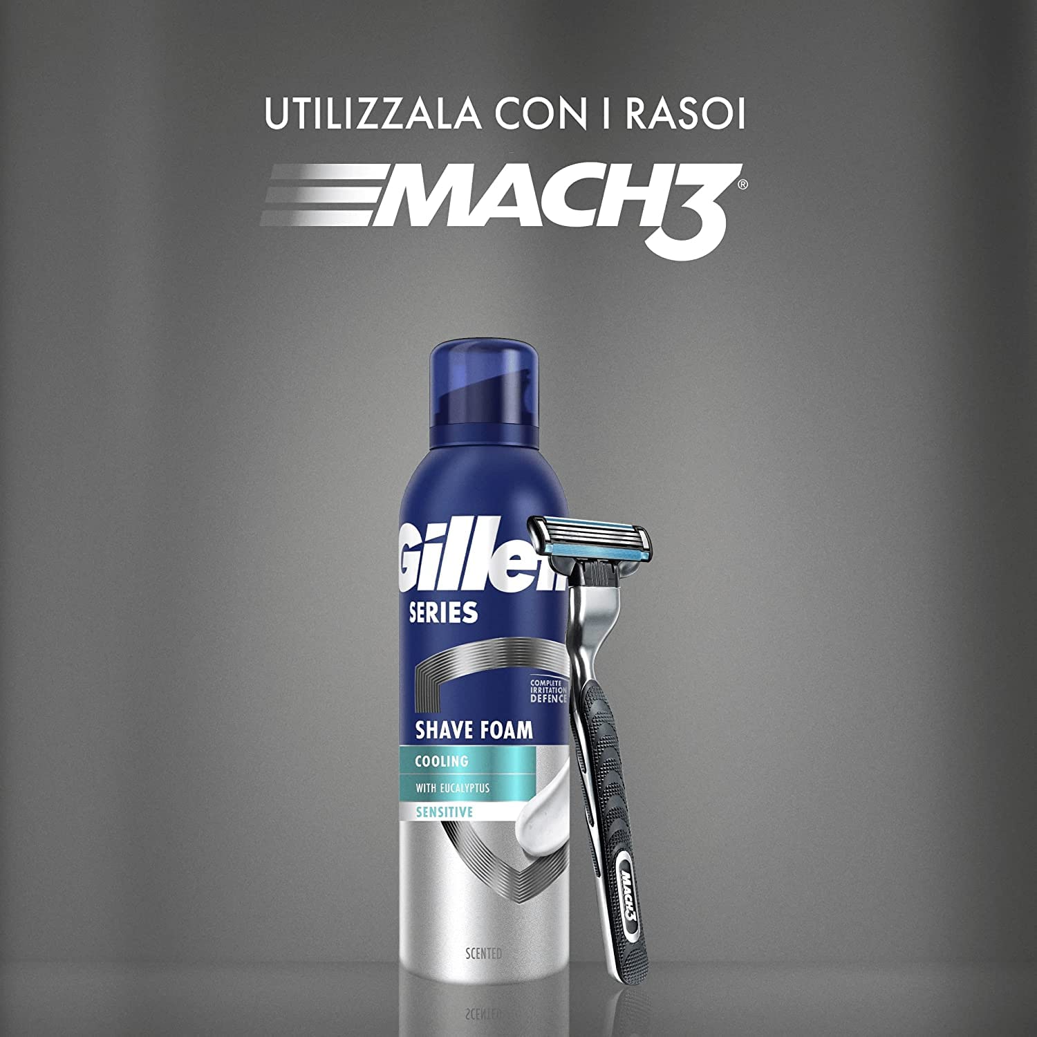 Gillette Series Schiuma da Barba Rinfrescante con Eucalipto, Effetto Lenitivo, Profumo di Pulito, Riduce le Irritazioni, 250ml X6