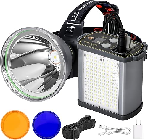 Linterna frontal LED recargable de 40 W de alto lúmenes, 20000 mAh, ultra brillante, impermeable, con carcasa de aleación de aluminio y luz lateral,
