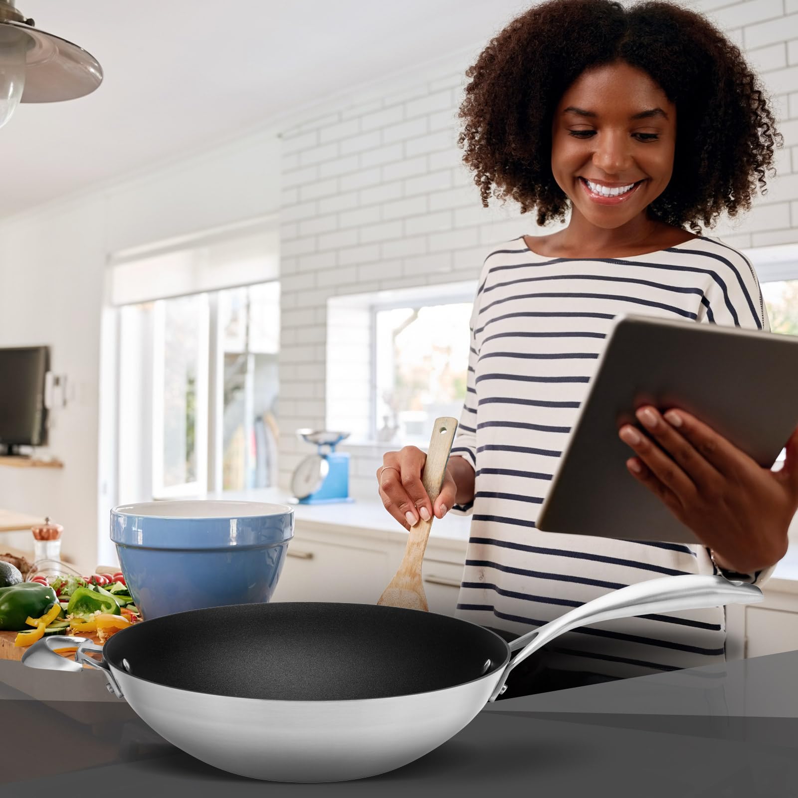 SCANPAN CS+ Wokpfanne 32 cm, Stratanium+, Induktion, 5-Schicht Edelstahl