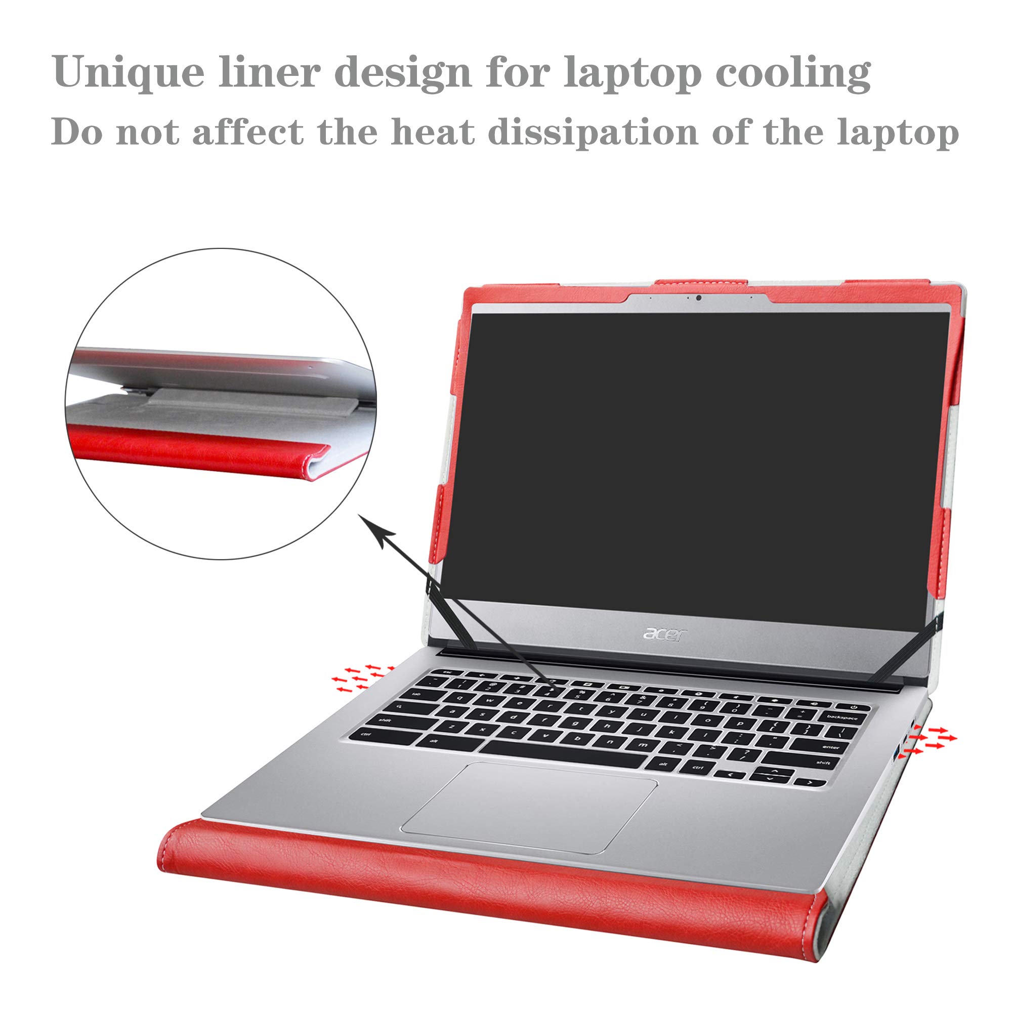 Serie Contour Custodia In Pelle Viola Per Acer Chromebook Spin 514 Convertible (CP514-2H 14"), Con Supporto Pieghevole