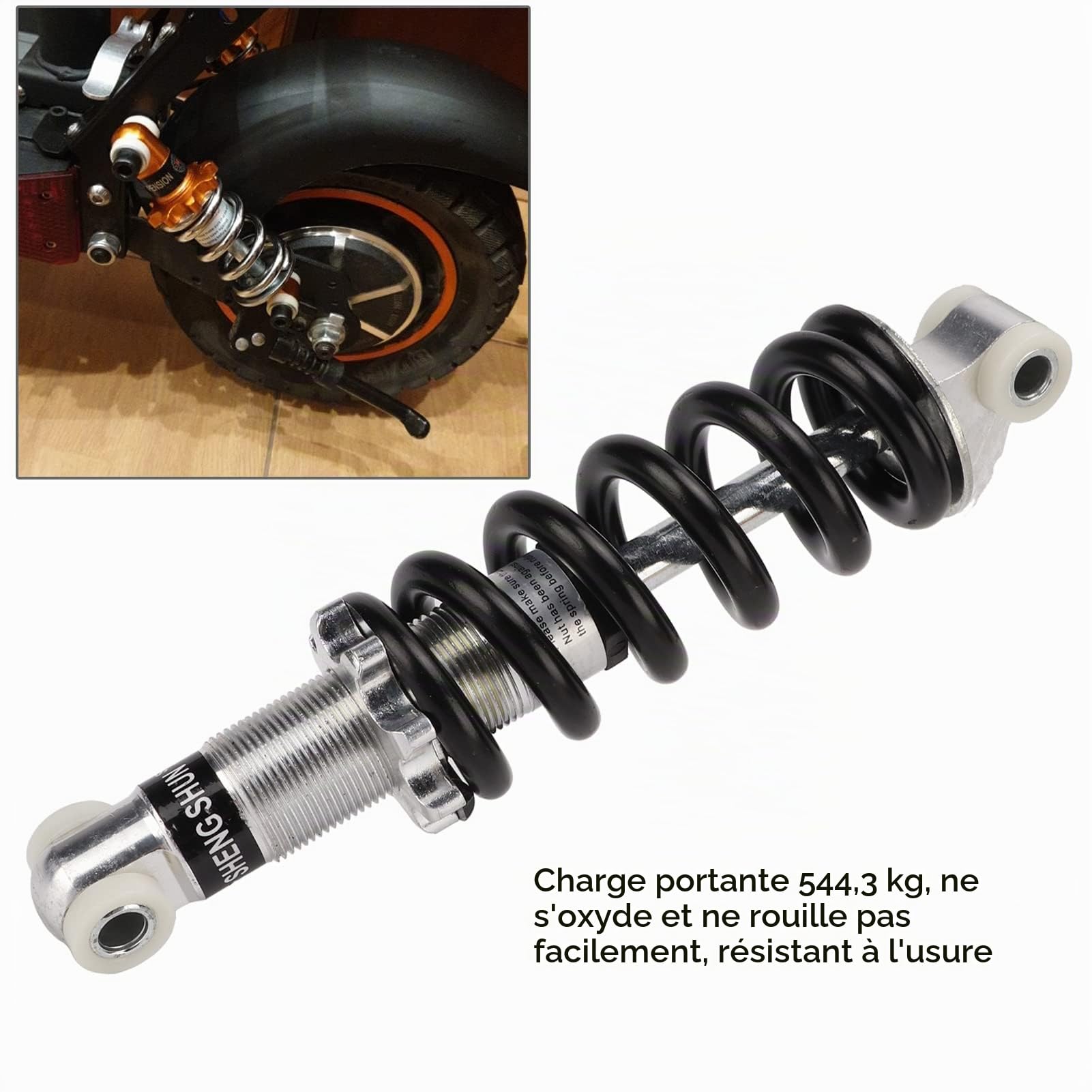 Amortisseur Arrière de Vélo, 190mm 1200 Lbs VTT Suspension Ressort Amortisseurs pour 50cc 70cc 90cc 110cc 125cc Dirt Bike ATV Go Kart Véhicule électrique