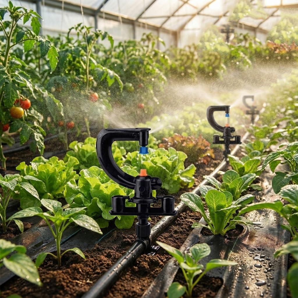 Suinga Pack 100 x MICROASPERSOR 360º montado con microtubo, estaca 40 cm para riego agricola y riego en jardineria. Caudal 73 a 125 l/h. Alcance 3 Metros
